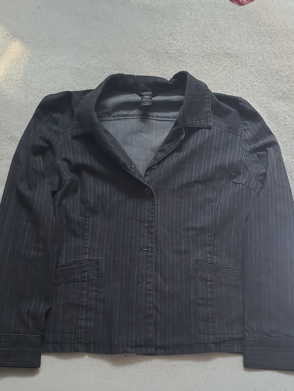 Liz Claiborne Black Pinstripe Button-Front Jacket